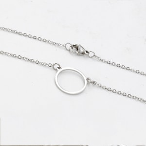 5pcs 45cm Polished Stainless Round Circle Pendant Personalized  Necklace,Stainless Personalized Round Circle Pendant Chain , T338