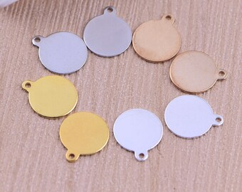 20pcs / 50pcs / 100pcs 12x10mm High Quality Raw Brass Round Charms / Pendants Connector / Connector with a Hole -- PA273