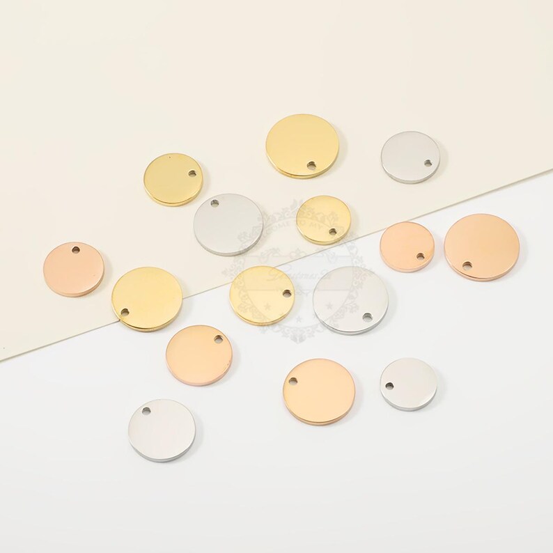 10st 6-30 mm dubbele spiegel gepolijst rond label, DIY roestvrijstalen accessoires, stalen blanco ronde schijf, DIY roestvrijstalen fittingen, T11 afbeelding 2