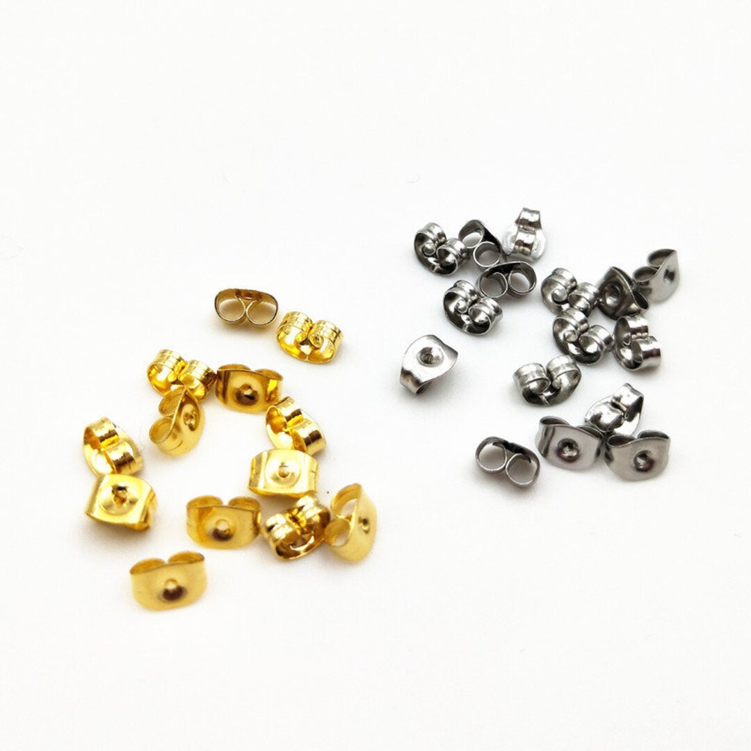 100Pcs 316 Surgical Stainless Steel Ear Nuts Earring Backs Finding