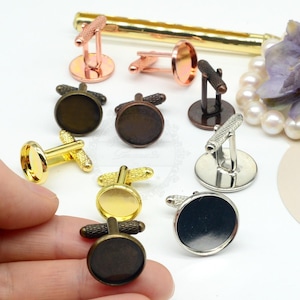 20pcs Cufflinks, Blank Cufflink tray, French Style Cufflinks,Metal Plated Cufflink,with 12mm/14mm/16mm/18mm/20mm Round Pad Base Settings