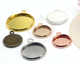 50 piezas de cabujón redondo de 8 mm a 25 mm para colgantes, engaste de camafeo de latón, suministros de joyería, 06217