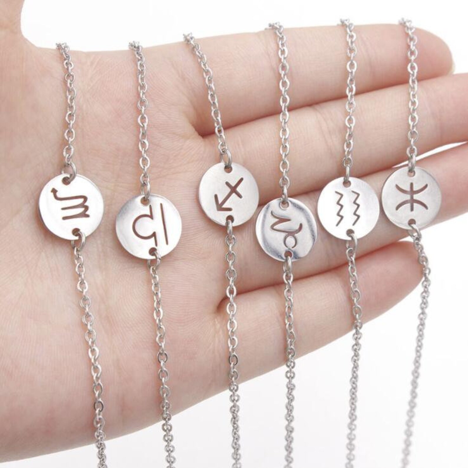 3pcs Stainless Steel Round 12 Zodiac Charm Bracelet Etsy