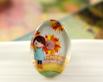 8pcs (10x14mm\13x18mm) 4pcs (18x25mm) 2pcs (20x30mm\30x40mm) Handmade Photo Glass Cabs Cabochons--Image Glass Cabochon (Girl)