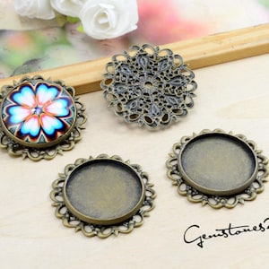 Brass Cameo Setting 10pcs 18mm Antique Bronze Cabochons Settings Cameo Base Pendant/Charm