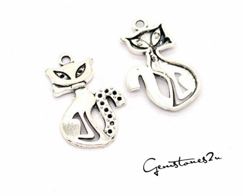 50pcs 24x15mm Cat Pendant Charm Jewelry Making Findings Etsy