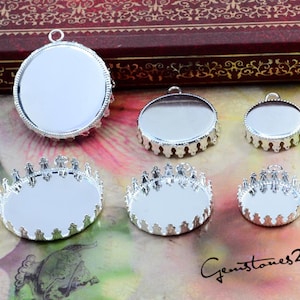 10pcs Bright Silver 15mm  / 20mm / 25mm Brass Cameo Base Setting Pendant