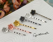 20pcs 16x6mm Bobby Pins Flower Filigree Pad, Brass Jewelry Vintage Flower Hairpins, Flower Hair Findings, Hair Accessories 7 Colors 07275