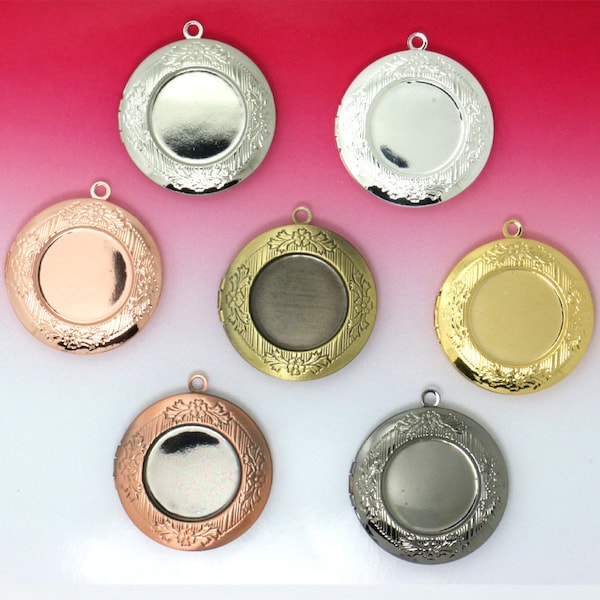 10pcs 32mm (6 colors) 6mm Thickness Blank size 20mm Round Phase box pendant Lockets Pendant Victorian Style charms findings