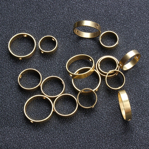 50pcs 8-13mm Raw Brass Round Circle Ring Frame- Brass Circle Link Spacer -Brass Circle Bead Frames-Geometric Findings -Jewelry Supplies,131