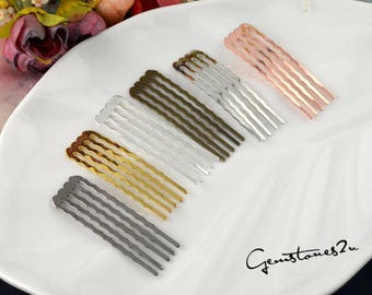 10pcs 50mm Hair Comb Filigree Floral Base Setting, Brass Blank Hair Barrette, Blank Hair Clip For Hair Accessories--7 Colors available 08442