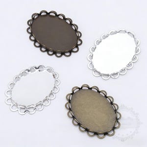 20pcs 13x18mm, 18x25mm Oval Filigree Bezel Tray, Scalloped Lace Edge, 05419