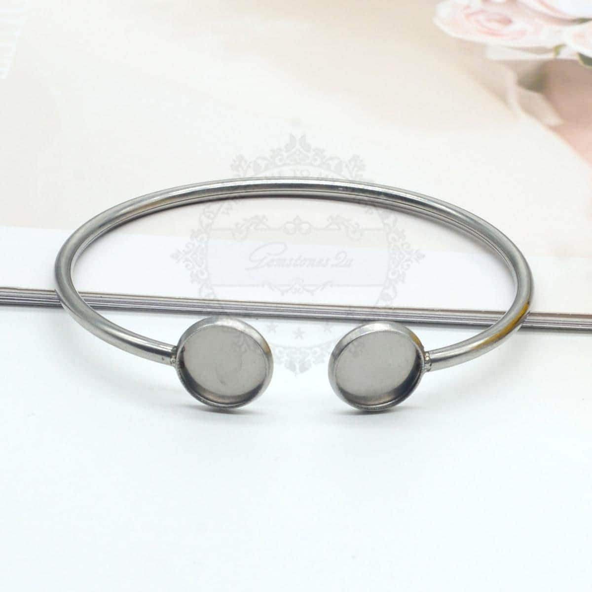 5pcs Stainless Steel Bracelet Cuff Blank: 10mm Bezel Setting, 10mm