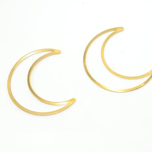 Brass earrings, Earring Findings, Earring connector, Earring pendant, Jewelry Supplies, Brass jewelry, Moon shape earrings, S25-I