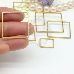 100 piezas de colgantes cuadrados huecos de latón crudo de 6-35 mm, piezas cuadradas de latón crudo, marco de alambre de latón, piezas geométricas, suministros para joyería, 139