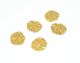 10 Piezas De Dijes Redondos De Latón Crudo Para Collar, Cuentas De Latón Con Filigrana, 1 Bucle, Pátina Verde Azulada Orgánica Para Joyería Hecha A Mano, Dije De Encaje Bohemio DIY 804 - México