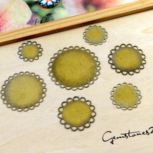 20pcs Antique Bronze 12mm / 14mm  / 16mm / 18mm / 20mm / 10pcs 25mm / 30mm Brass Cameo Base Setting Pendant--Plane