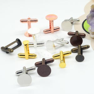 Gemelli in ottone da 20 pezzi, basi per cuscinetti rotondi vuoti, gioielli fai da te, con basi per cuscinetti rotondi da 6 mm/ 8 mm/ 10 mm/ 12 mm, 06088