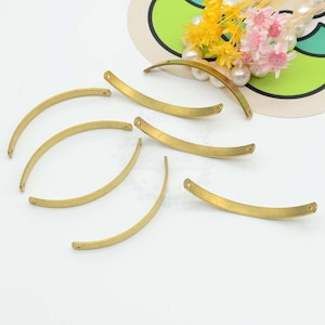 45.8x4.3mm Two Hole Raw Brass Curved Shape Charms, Curved Bar Connector,Brass Bar Pendant Charm Link, Geometry Stampings,Jewelry Supplies,58
