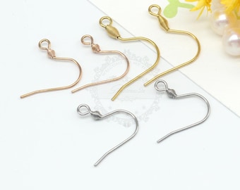 50pcs Rose Gold Earring Hooks, Stainless Steel Earwire, Stainless Steel Earring Hooks, Ear Wire Earring Hooks, Gold Earrings, BU767
