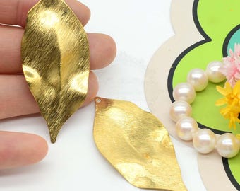 53x23mm Single Hole Raw Brass leaves Pendant Charms, Brass Tree Leaf Pendants, Brass Base/Earrings/ Pendant/ Geometric,Jewelry Supplies, 286
