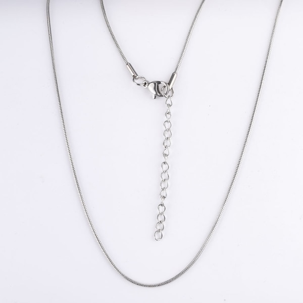 2pcs Stainless Steel Necklace Chain With Lobster Clasp - Finished Necklace Chain- Round Snake Chain -Snake bone Chain -Jewelry Chain, T251
