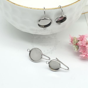 20pcs 8/10/12mm Round Stainless steel French Earrings, Earring Component Blanks, Ear Ring Blanks Base,Earring Hooks,earring hooks BU778