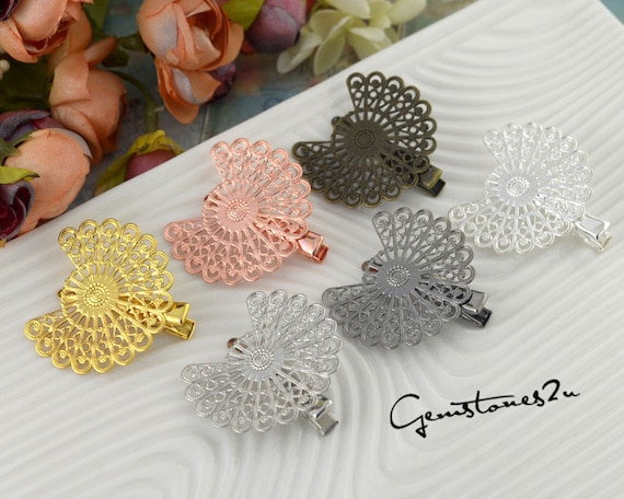 Golden Filigree Clip Hair Accessories Gold Silver Butterfly Hair Clips, Filigree Hair Barrettes  main image 4