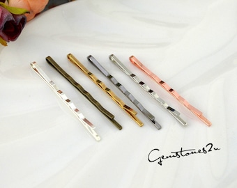 100pcs Hairpin/ Wholesale Hair Pins- Brass Bronze/ Silver/ White Gold/ Gun-Metal/ Gold/ Rose Gold/ KC Gold Plated 55mm Bobby Pin 07844