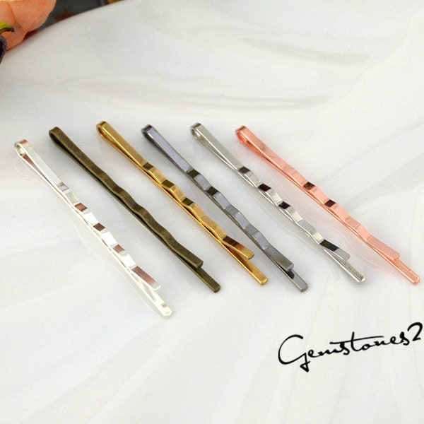 100pcs Hairpin/ Wholesale Hair Pins- Brass Bronze/ Silver/ White Gold/ Gun-Metal/ Gold/ Rose Gold/ KC Gold Plated 55mm Bobby Pin 07844