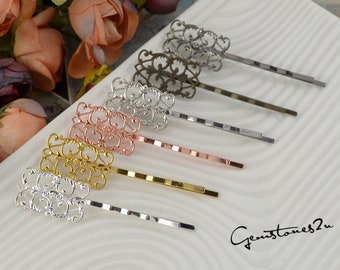 10 X Clip Per Capelli In Filigrana Tono Bronzo Spilla Bobby Accessorio - Foto 9