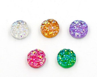 20pcs 12mm Round Druzy Cabochons Glitter Resin Cabochon 12mm Mermaid Scale Cabochons Resin Cabochons Choose Your Color, JC47