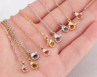 10pcs 1mm/ 1.5mm/ 2mm Stainless Steel Necklace Chain With 2pcs Lobster Clasp, Finished Necklace Chain, Stainless Steel Cable Chain, B763