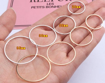 50pcs Placage Brass Hollow Circle Rings Pendants Charms Copper diy jewelry accessories geometric earrings ear clip circle ring border