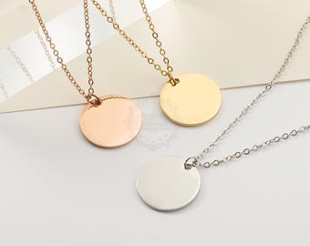 2pcs 15-25mm Stainless Steel Double Mirror Polished Round Tag Charm Pendant Necklace, Stamping Blank Round Disc, DIY Stainless fittings,T230