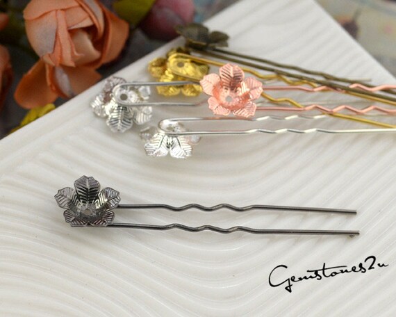 20pcs Brass Cameo Setting Hair Pins, Wedding Hair Pins, Prom