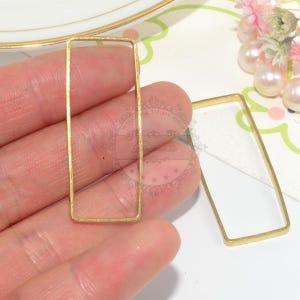 37x15mm No Hole Raw Brass Hollow Rectangle Connection Pendants, Raw Brass Findings, Brass Frame, Geometric Findings, Jewelry Supplies, 74