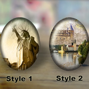 Handmade Oval Photo Glass Cabochons, Flat back Cabos, Photo glass cabochons, Illustration cabochons, Digital cabochons, Dome cab cabochons