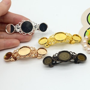 10pcs 12mm & 16mm Brass Blank Hair Barrette, Hair Clips barrette Cabochon Setting Blank Bezels Brass base, 06894