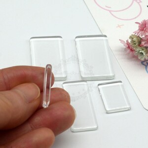 20pcs Flat Clear Glass Tile, Rectangle Transparent Glass Cabochons, Clear Glass Covers for Blank Pendant Trays, Bezels & Findings, 2 Size image 3