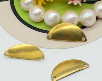 Dijes de luna de latón crudo de 26 x 15 mm, dijes de semicírculo de latón, estampado geométrico de medio círculo de latón, suministros de joyería, 83