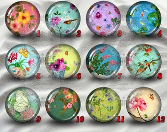 Flower cabochons,Glass Photo Cabochon,glass cabochon,round cabochons,illustration cabochons,Handmade Dome cab cabochon