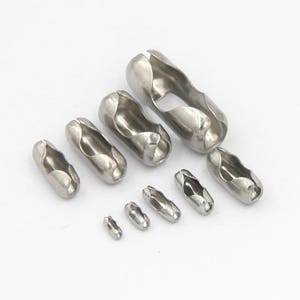 50 Pcs of STAINLESS Steel Ball Chain Connectors Clasps for 2.4mm Ball Chain  Crimp Type 