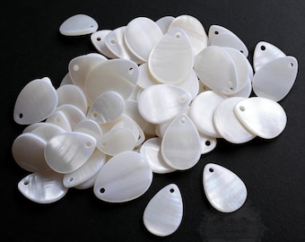 20pcs White Mother Of Pearl Teardrop Pendant,Natural Mother Of  Pearl Beads,Teardrop Shell Pendant,White Shell Beads DIY, Jewelry Making, 12