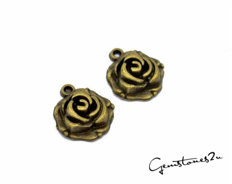 Vintage Style Flower Pendant Charms Jewelry Making Findings DIY Supplies 50pcs 18x15mm Rose Pendant Charm 2 Colors available Q124