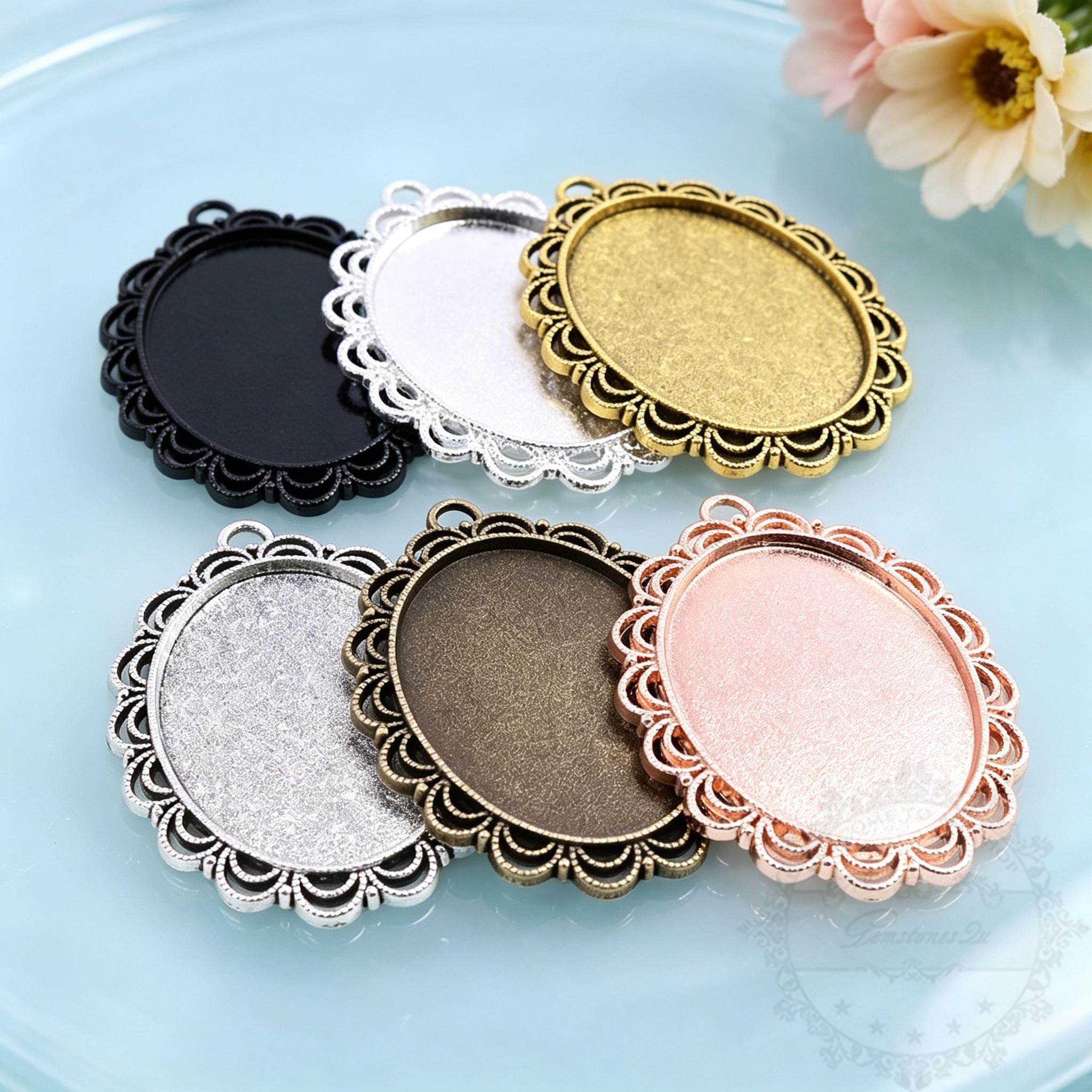 10pcs 5 Colors 30x40mm Oval Bezel Cup Cabochon Mountings, Zinc