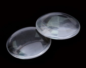 Round Clear Glass Cabochons Wholesale, Hand-Cut and Fired, Crystal Clear Colorless Glass, transparent glass covers--15 Size available