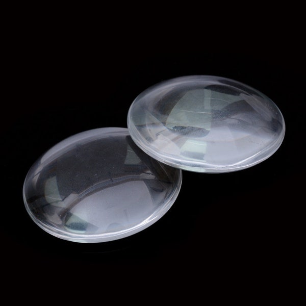 Round Clear Glass Cabochons Wholesale, Hand-Cut and Fired, Crystal Clear Colorless Glass, transparent glass covers--15 Size available