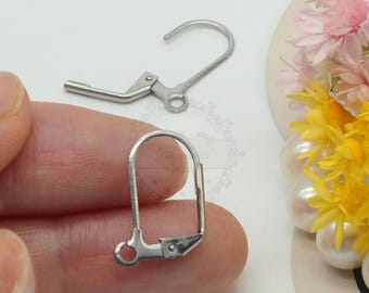 50pcs Stainless Steel Earring Wires,Ear Wire Earring Hooks,Hypoallergenic Spring Earring Finding,Surgical Stainless Steel Leverback Ear Wire