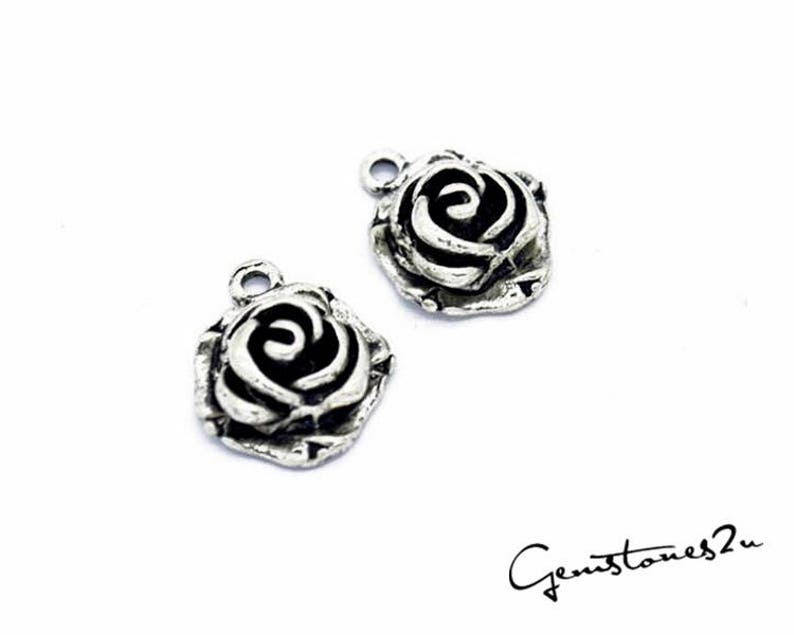 Vintage Style Flower Pendant Charms Jewelry Making Findings DIY Supplies 50pcs 18x15mm Rose Pendant Charm 2 Colors available Q124